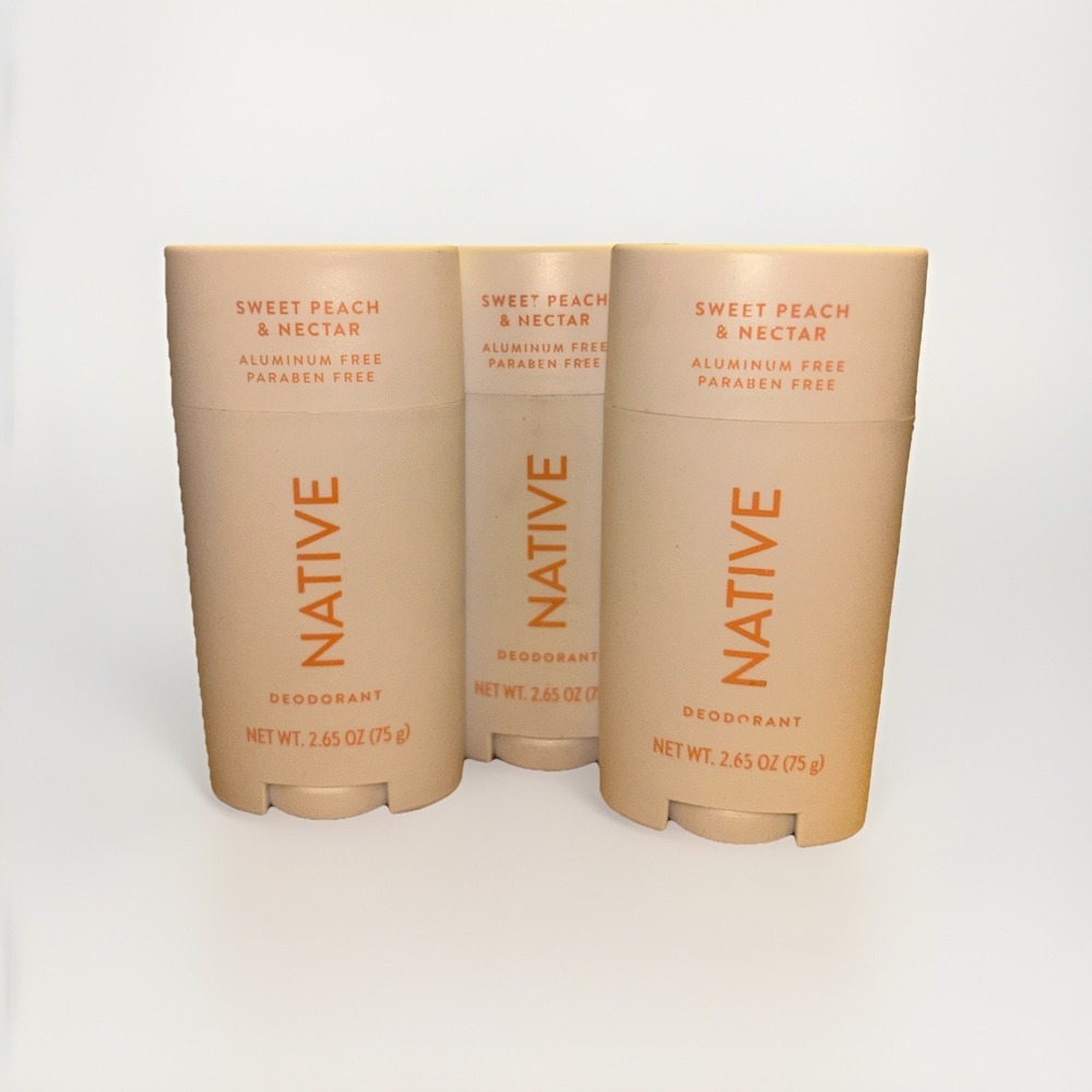 Native Deodorant Sweet Peach & Nectar Scent 2.65 oz - 3 PACK NEW SHIPS FAST